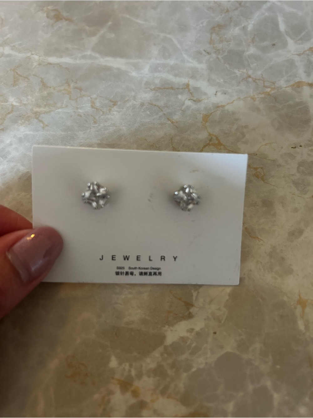 Silver Crystal Cluster Stud Earrings -